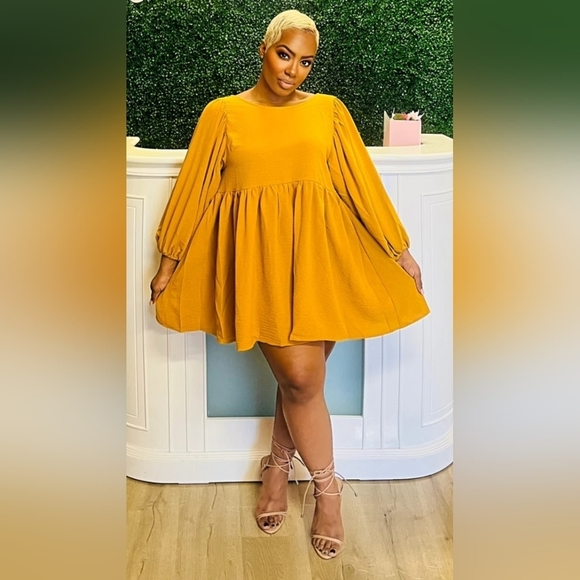 Vici Mustard a. Calin Solid Woven Mini Dress - Picture 10 of 10